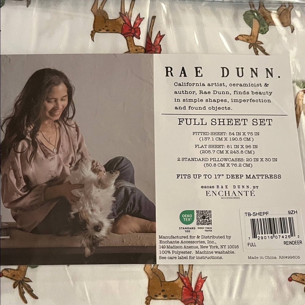 NWT Rae Dunn Reindeer Full Sheet Set - Picture 2 of 5